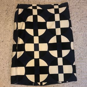 J. Crew No. 2 Pencil Skirt Geometric Print Blue